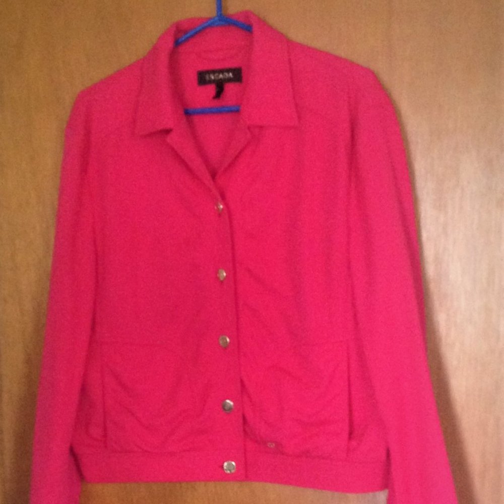 ESCADA CHERRY PINK CLASSIC JEAN JACKET, LIKE NEW